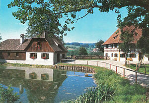 Postkarte vom Fischerhaus. Erstes Gebäude des Bauernhaus Museums